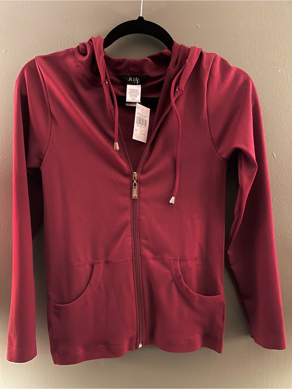 JUJU Women’s Burgundy Hooded Zip Bomber Jacket